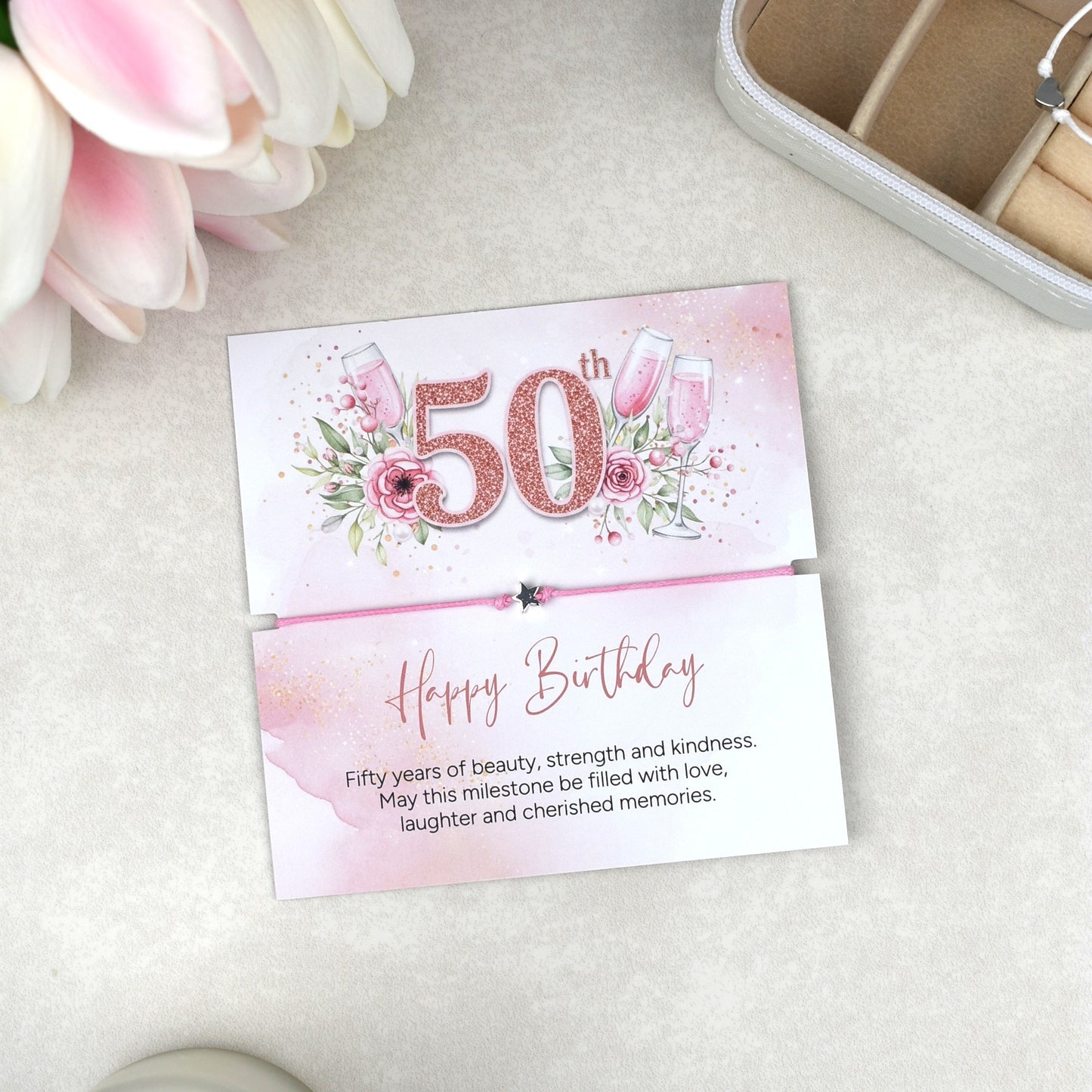 Happy 50th Birthday Bracelet Gift | Fifty & Fabulous Gift