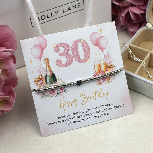 Happy 30th Birthday Bracelet | Milestone 30th Birthday Gift for Her