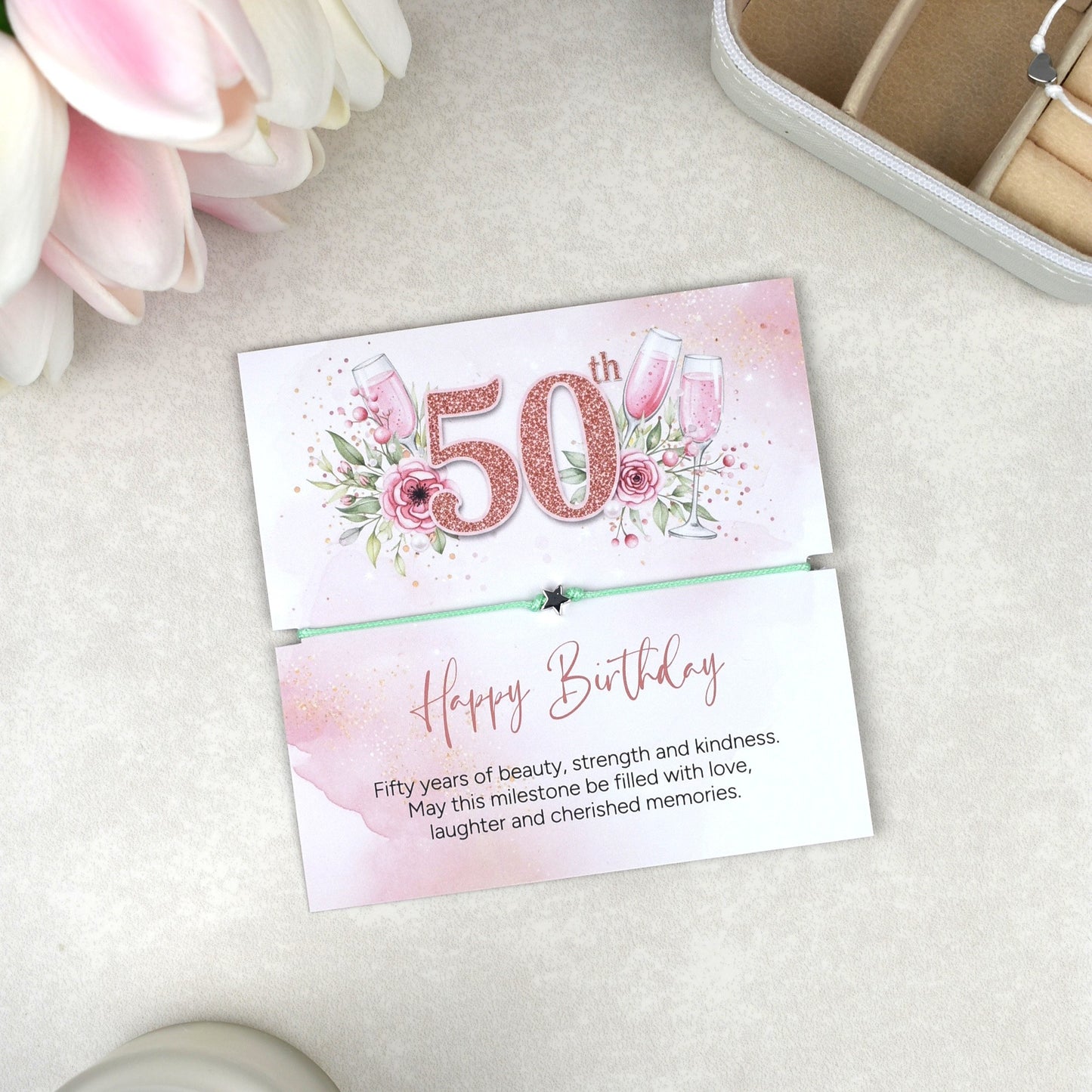Happy 50th Birthday Bracelet Gift | Fifty & Fabulous Gift