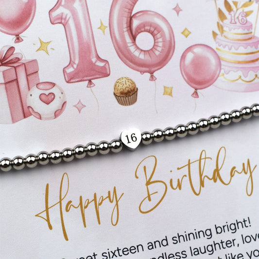 Happy 16th Birthday Heart Bracelet |Teen Girl Gift