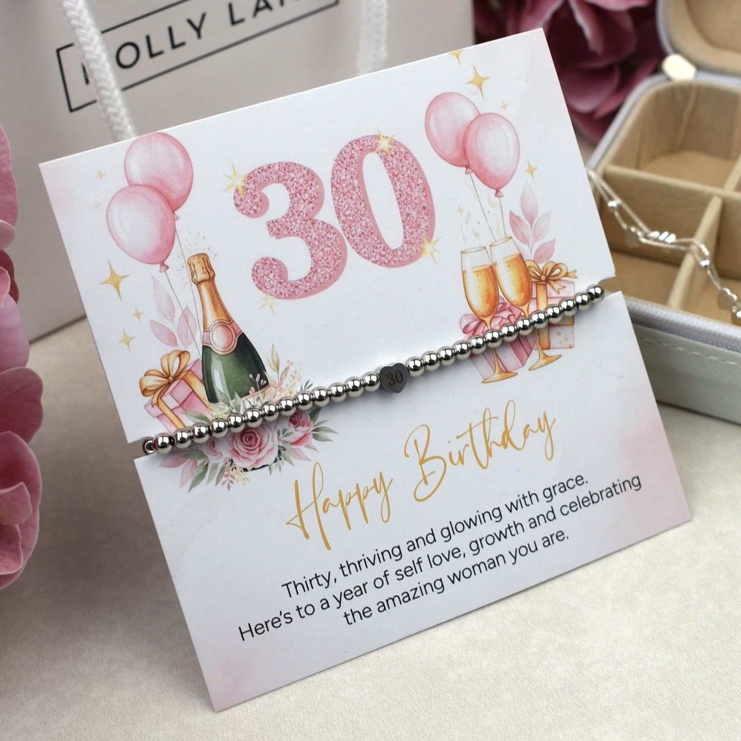 Happy 30th Birthday Bracelet | Milestone 30th Birthday Gift for Her
