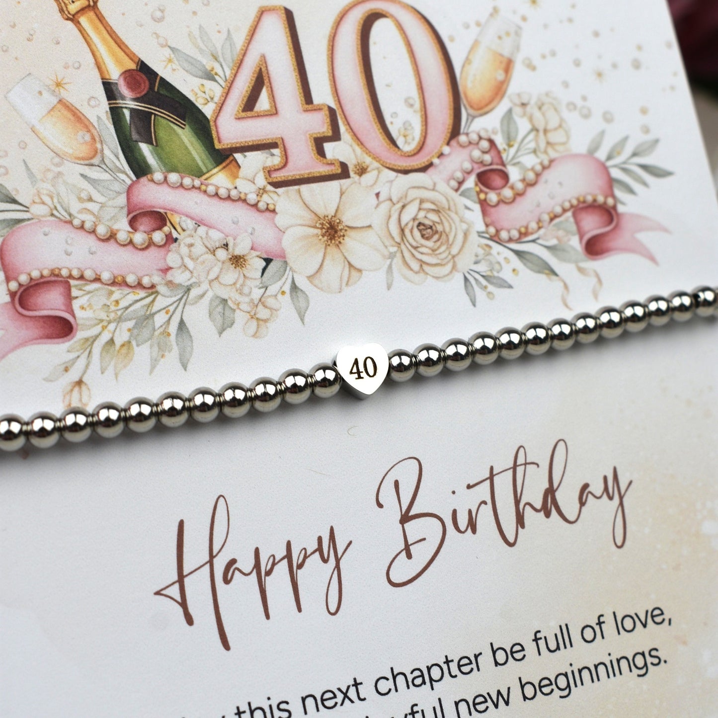Happy 40th Birthday Heart Bracelet | Forty & Fabulous Milestone Bracelet