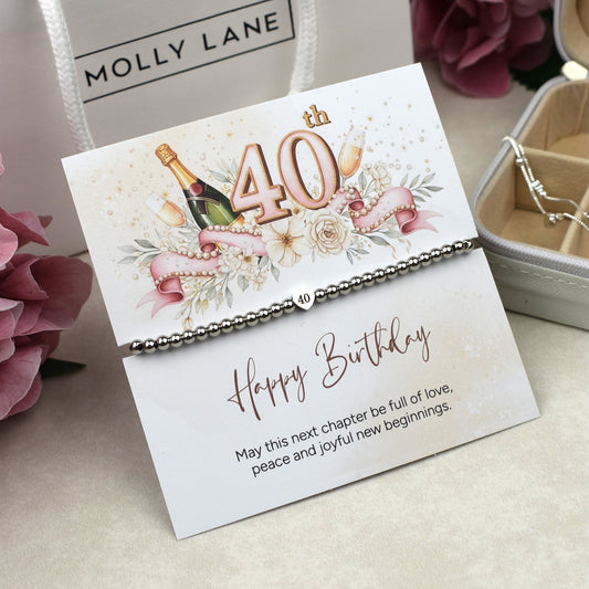 Happy 40th Birthday Heart Bracelet | Forty & Fabulous Milestone Bracelet