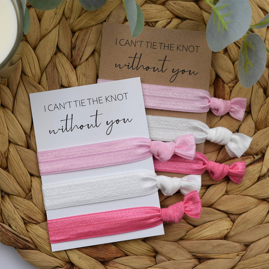 I Can't Tie The Knot Without You Light Pink, White & Dark Pink Hair Tie Set