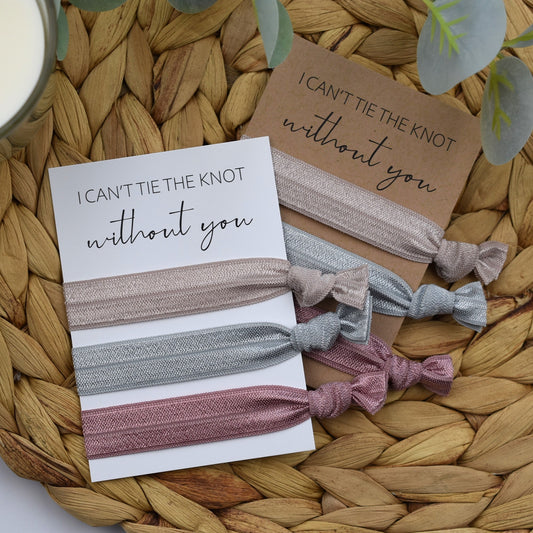 I Can't Tie The Knot Without You Vanilla, Silver & Mauve Hair Tie Set