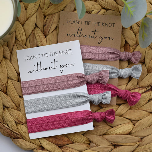 I Can't Tie The Knot Without You Vanilla, Silver & Rose Hair Tie Set