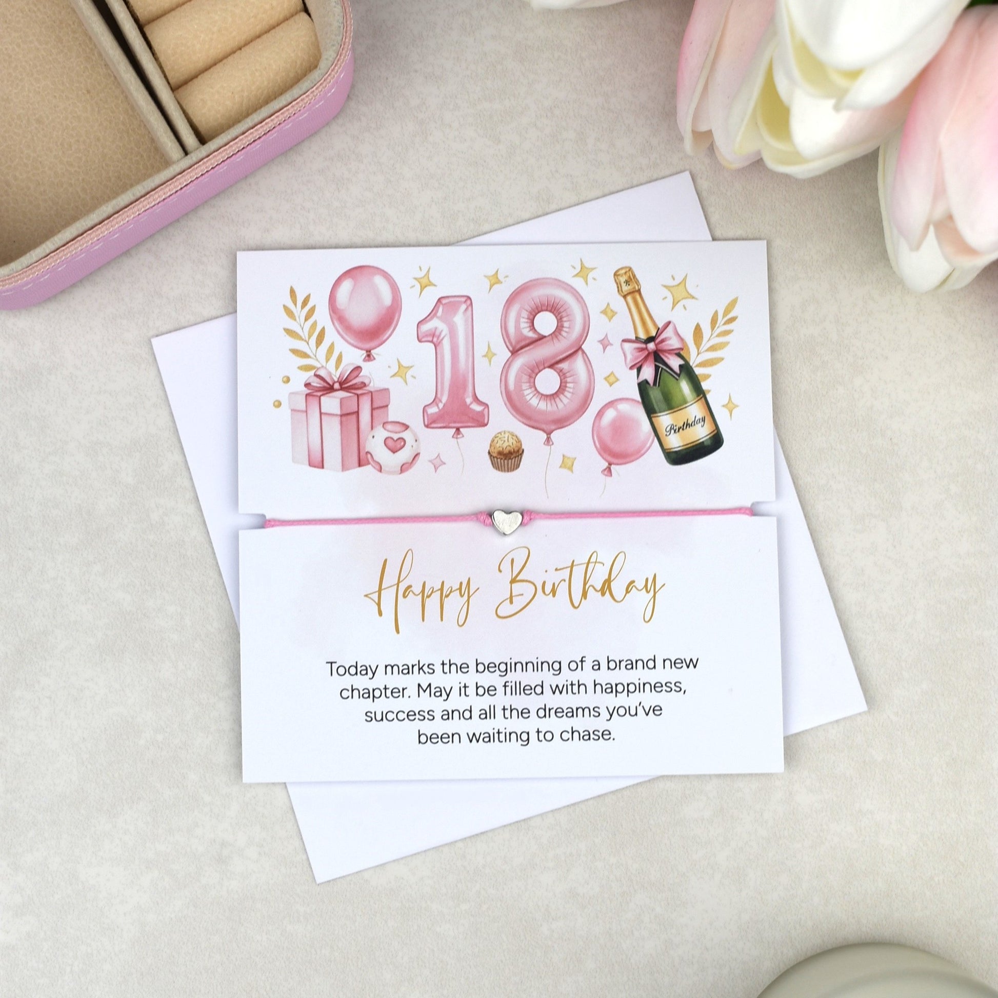 Happy 18th birthday bracelet featuring a delicate charm, designed as a meaningful milestone keepsake gift to celebrate turning eighteen