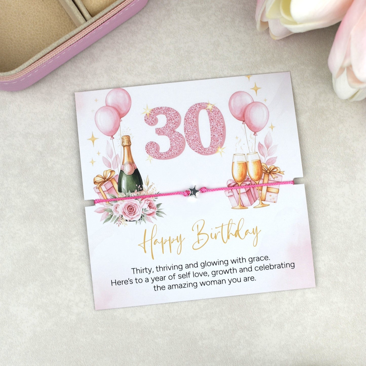 Happy 30th Birthday Bracelet | Milestone 30th Birthday Gift for Her