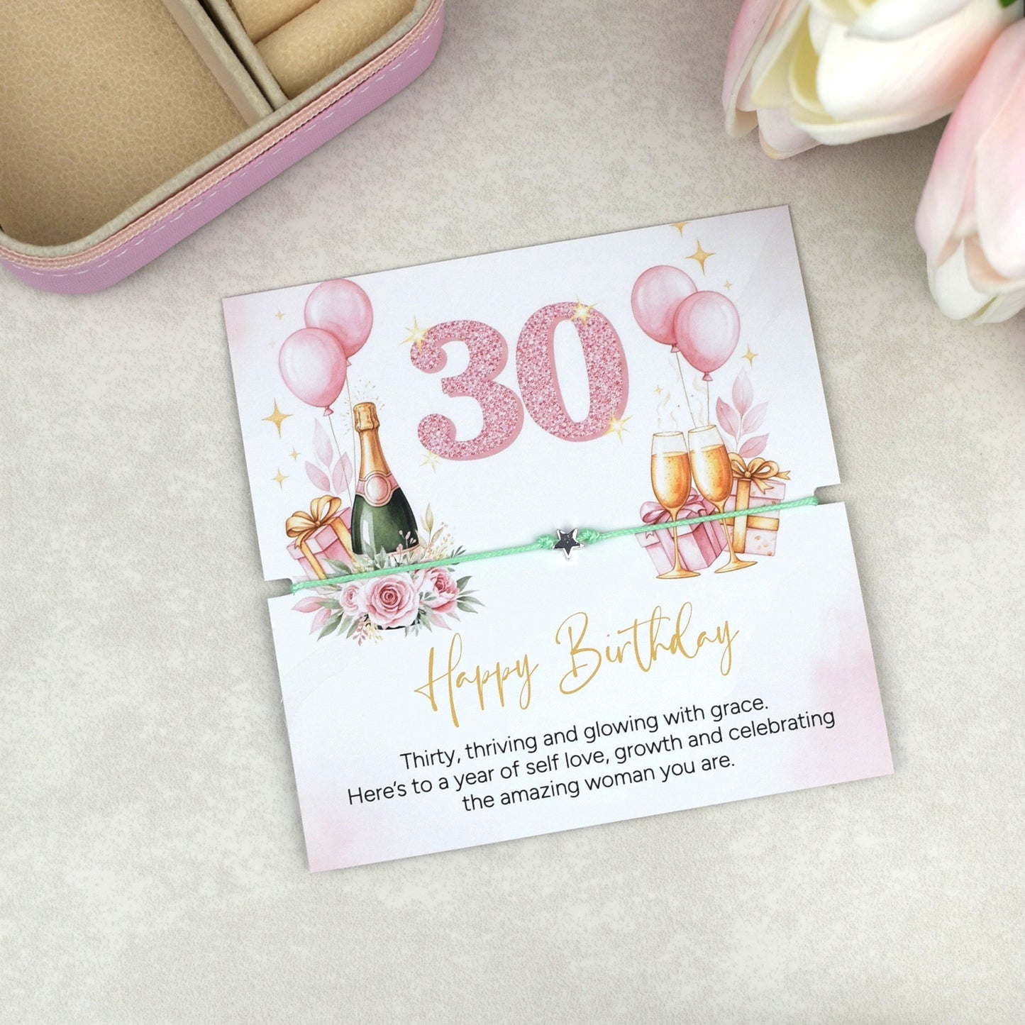 Happy 30th Birthday Bracelet | Milestone 30th Birthday Gift for Her