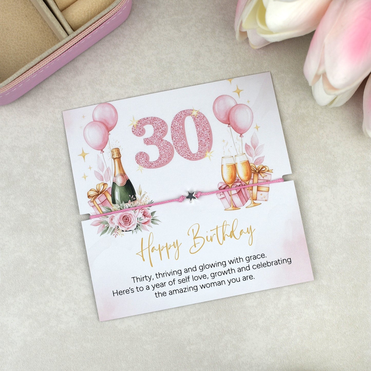 Happy 30th Birthday Bracelet | Milestone 30th Birthday Gift for Her