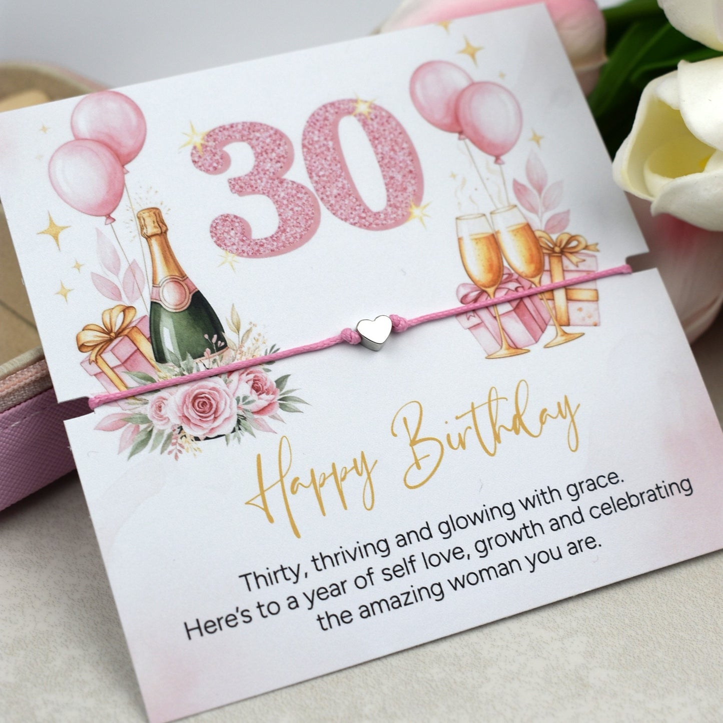 Happy 30th Birthday Bracelet | Milestone 30th Birthday Gift for Her