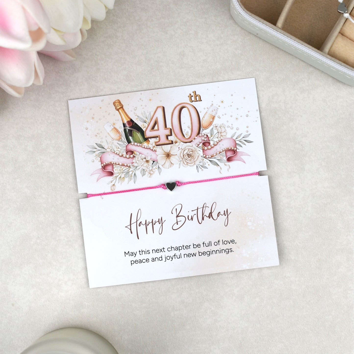 Happy 40th Birthday Bracelet Gift | Forty & Fabulous Milestone Jewellery for Her