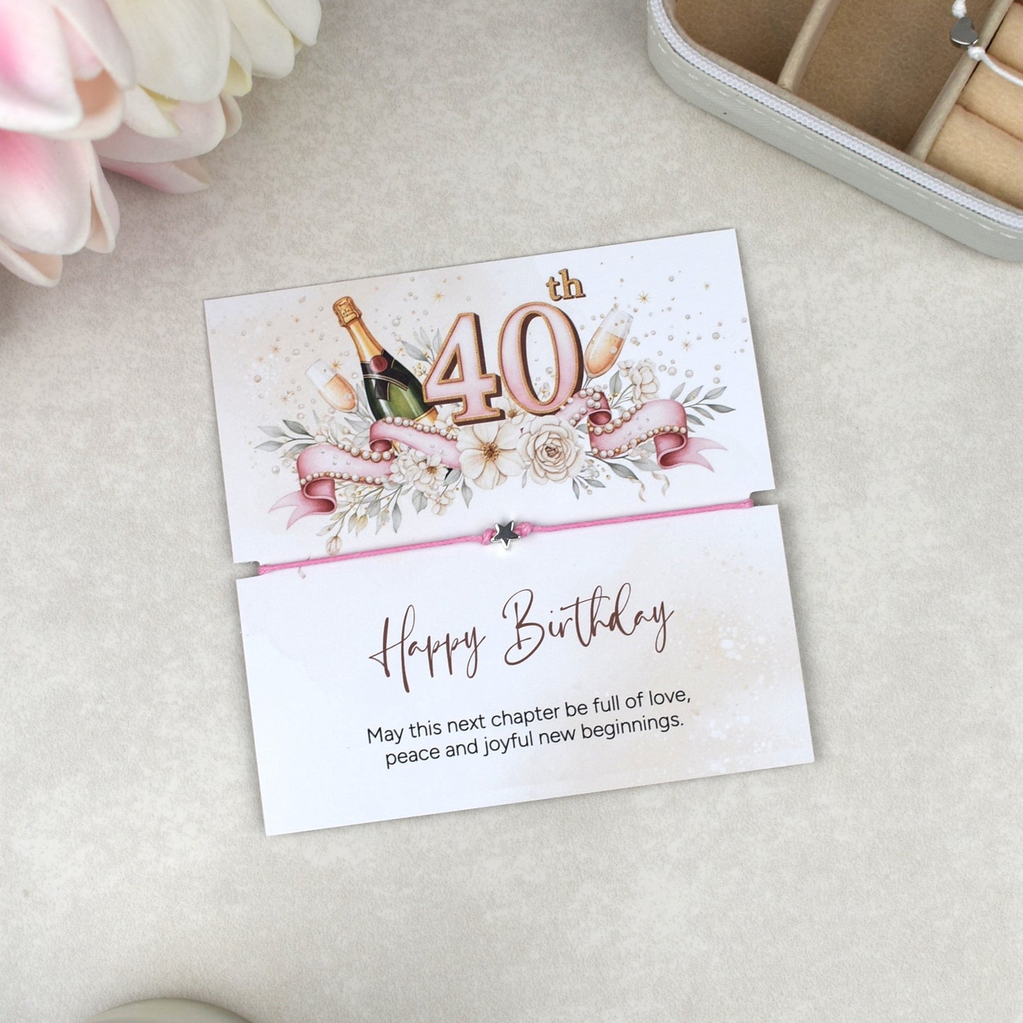 Happy 40th Birthday Bracelet Gift | Forty & Fabulous Milestone Jewellery for Her