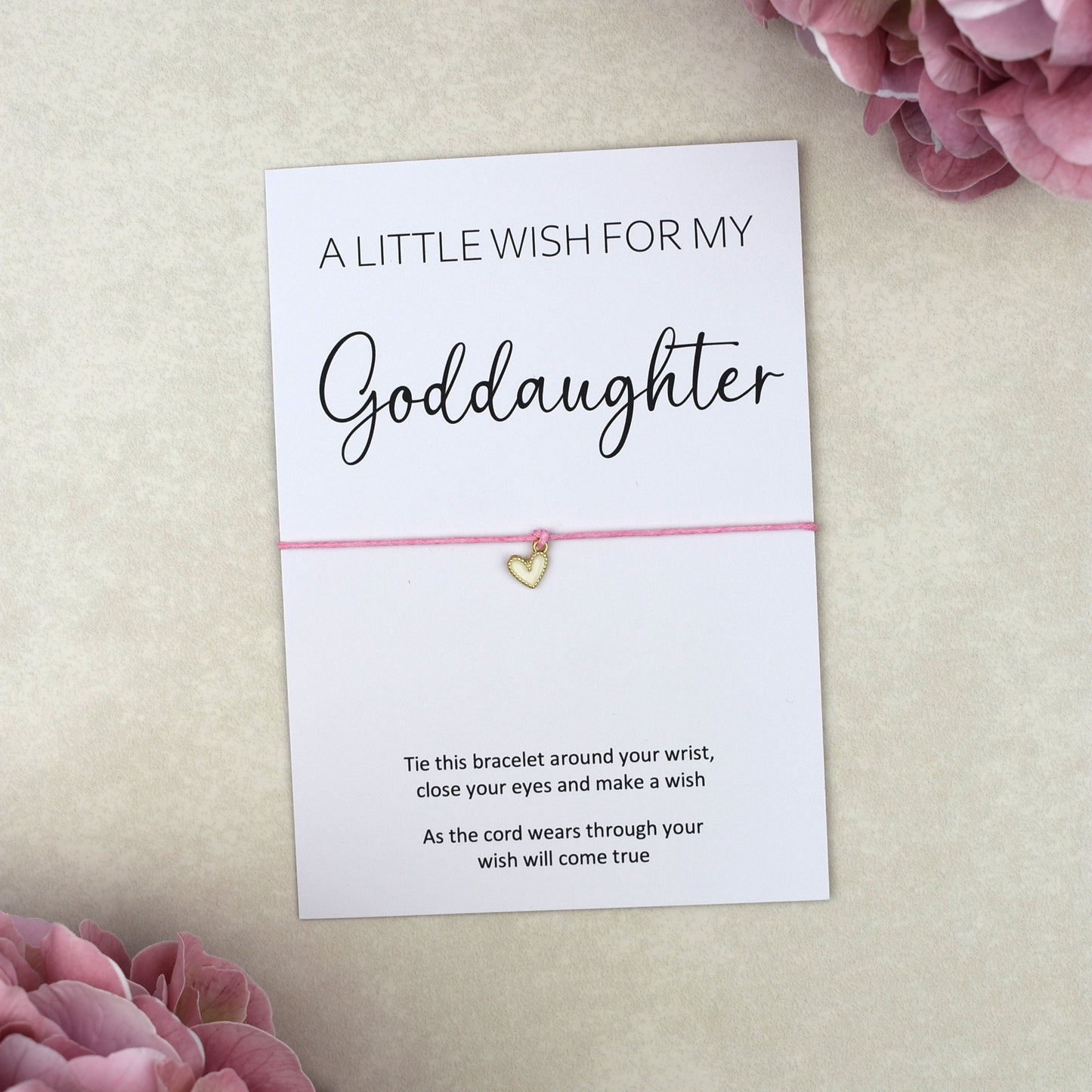 CLEARANCE - A Little Wish For My Goddaughter Wish Bracelet | Heart Charm
