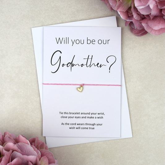 CLEARANCE - Will You Be Our Godmother Wish Bracelet | Heart Charm