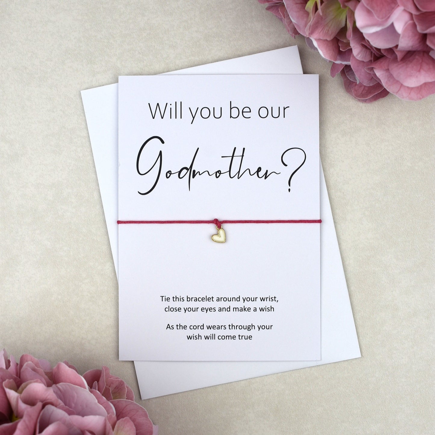 CLEARANCE - Will You Be Our Godmother Wish Bracelet | Heart Charm