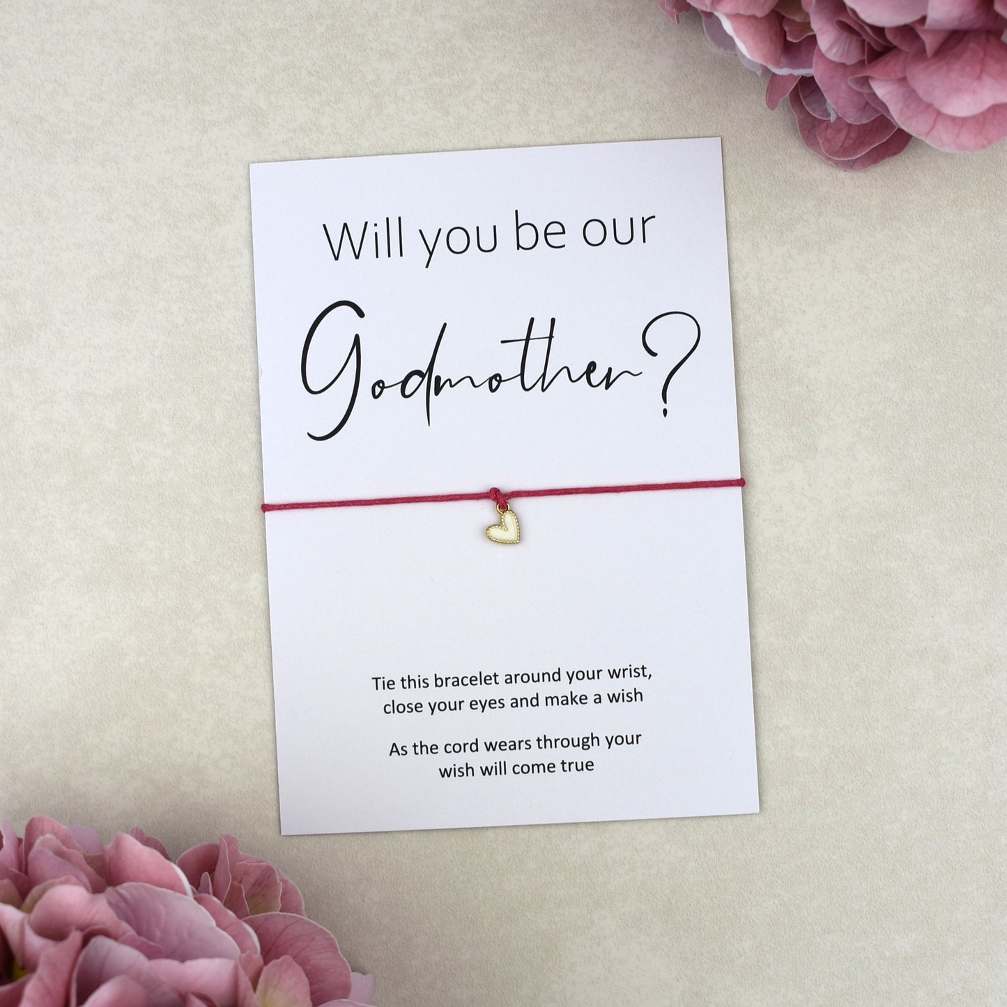 CLEARANCE - Will You Be Our Godmother Wish Bracelet | Heart Charm