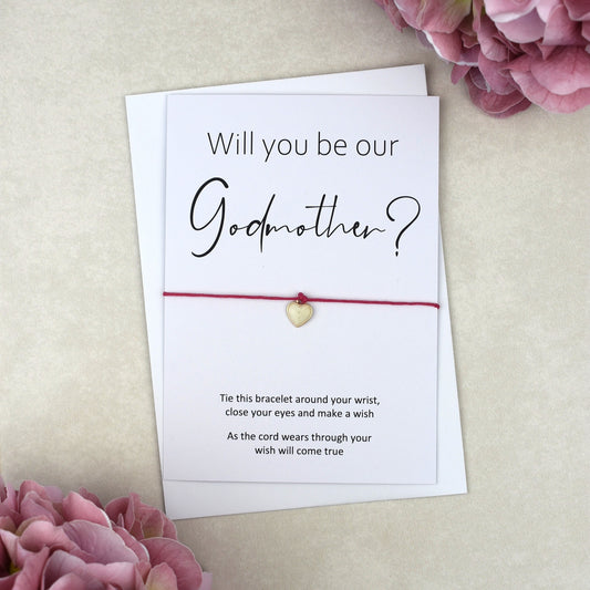 CLEARANCE - Will You Be Our Godmother Wish Bracelet | Heart Charm
