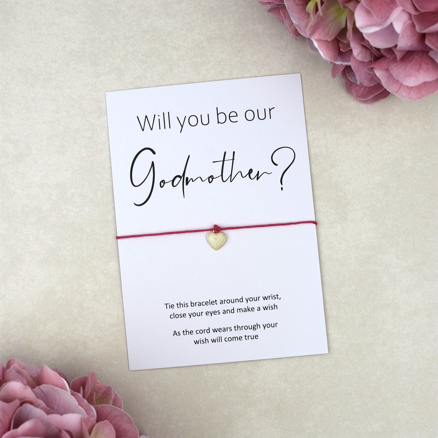 CLEARANCE - Will You Be Our Godmother Wish Bracelet | Heart Charm