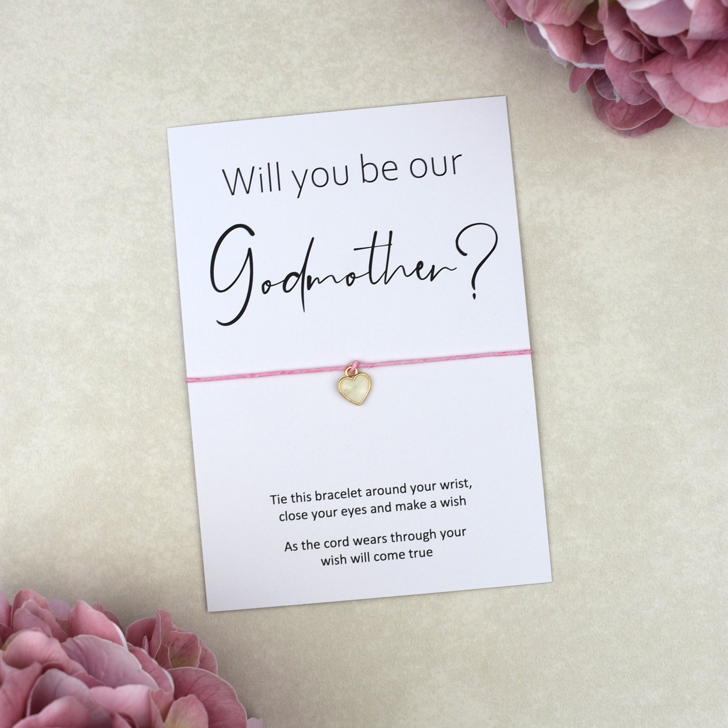 CLEARANCE - Will You Be Our Godmother Wish Bracelet | Heart Charm