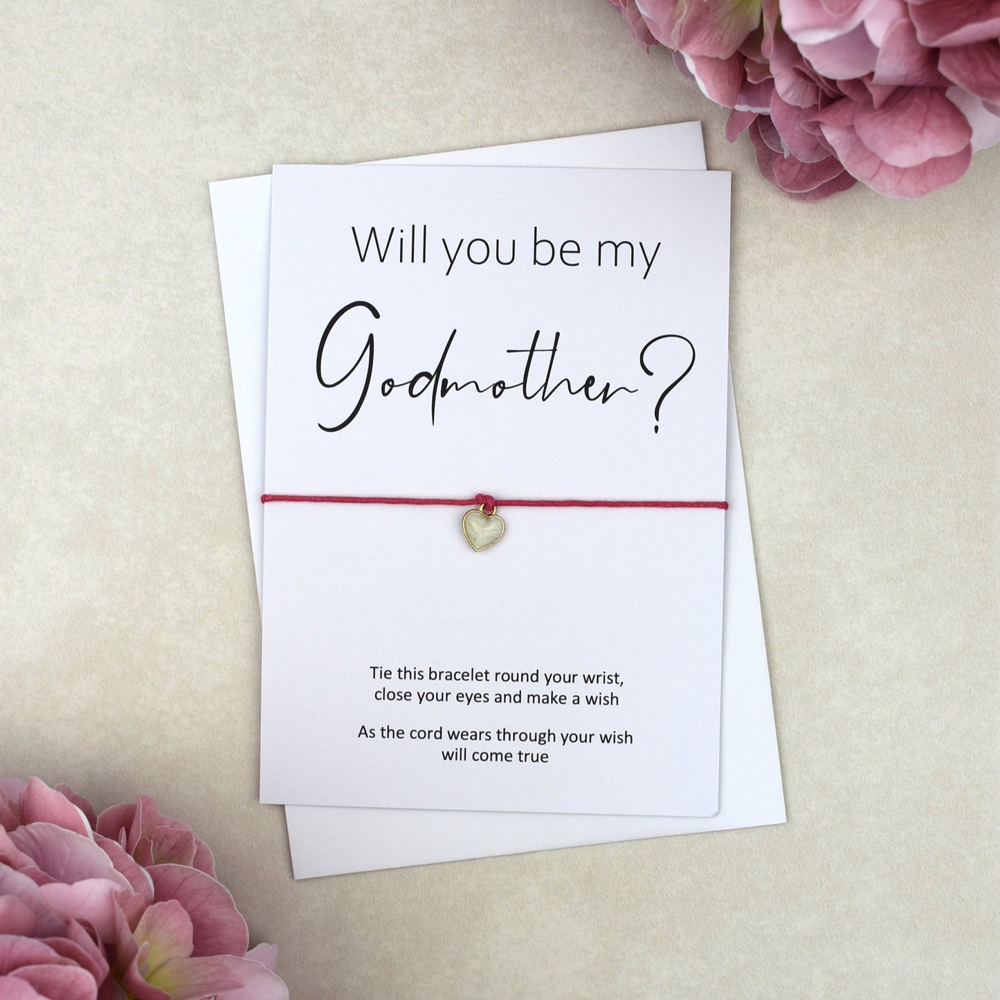 CLEARANCE - Will You Be My Godmother Wish Bracelet | Heart Charm