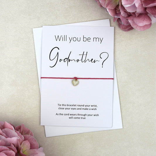 CLEARANCE - Will You Be My Godmother Wish Bracelet | Heart Charm
