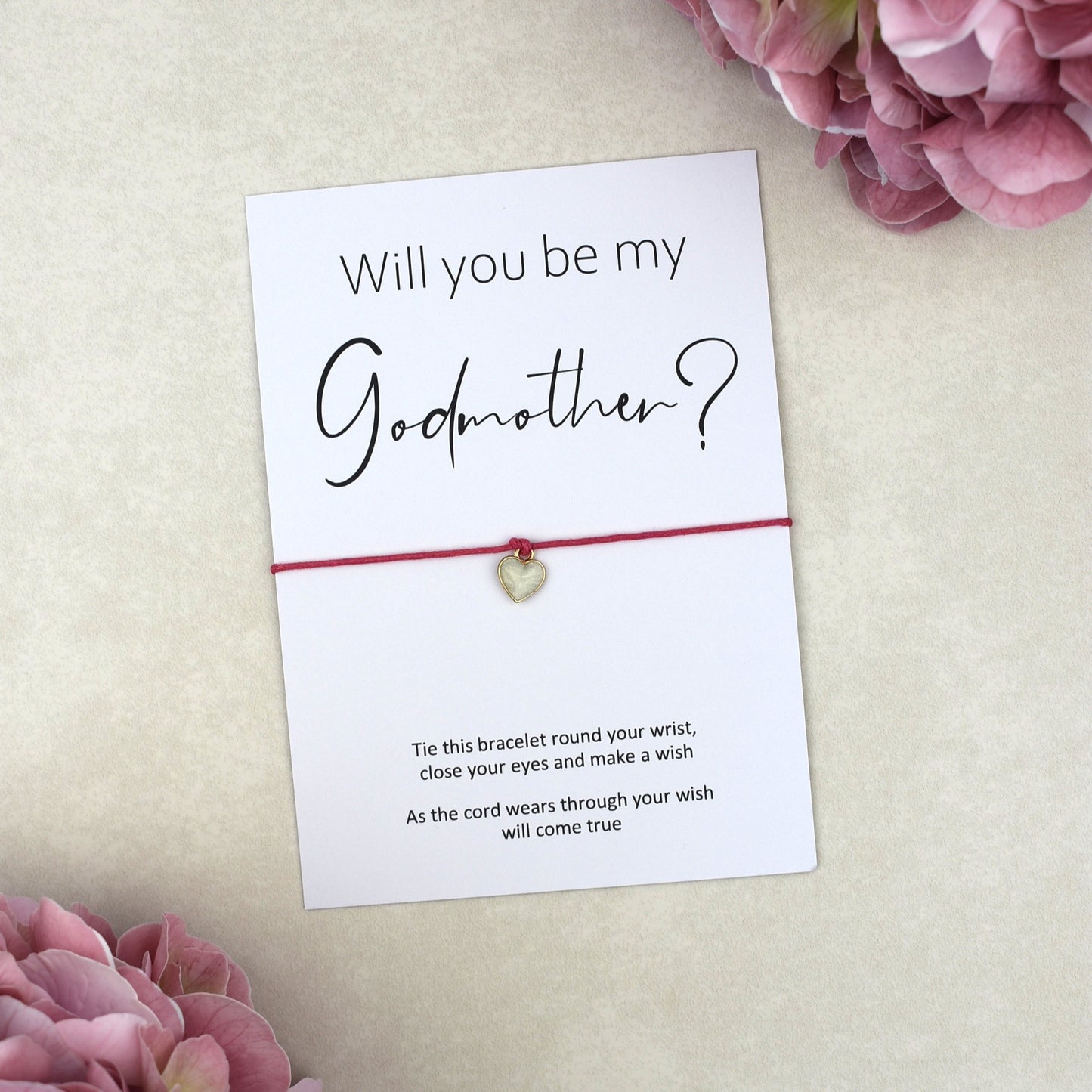 CLEARANCE - Will You Be My Godmother Wish Bracelet | Heart Charm