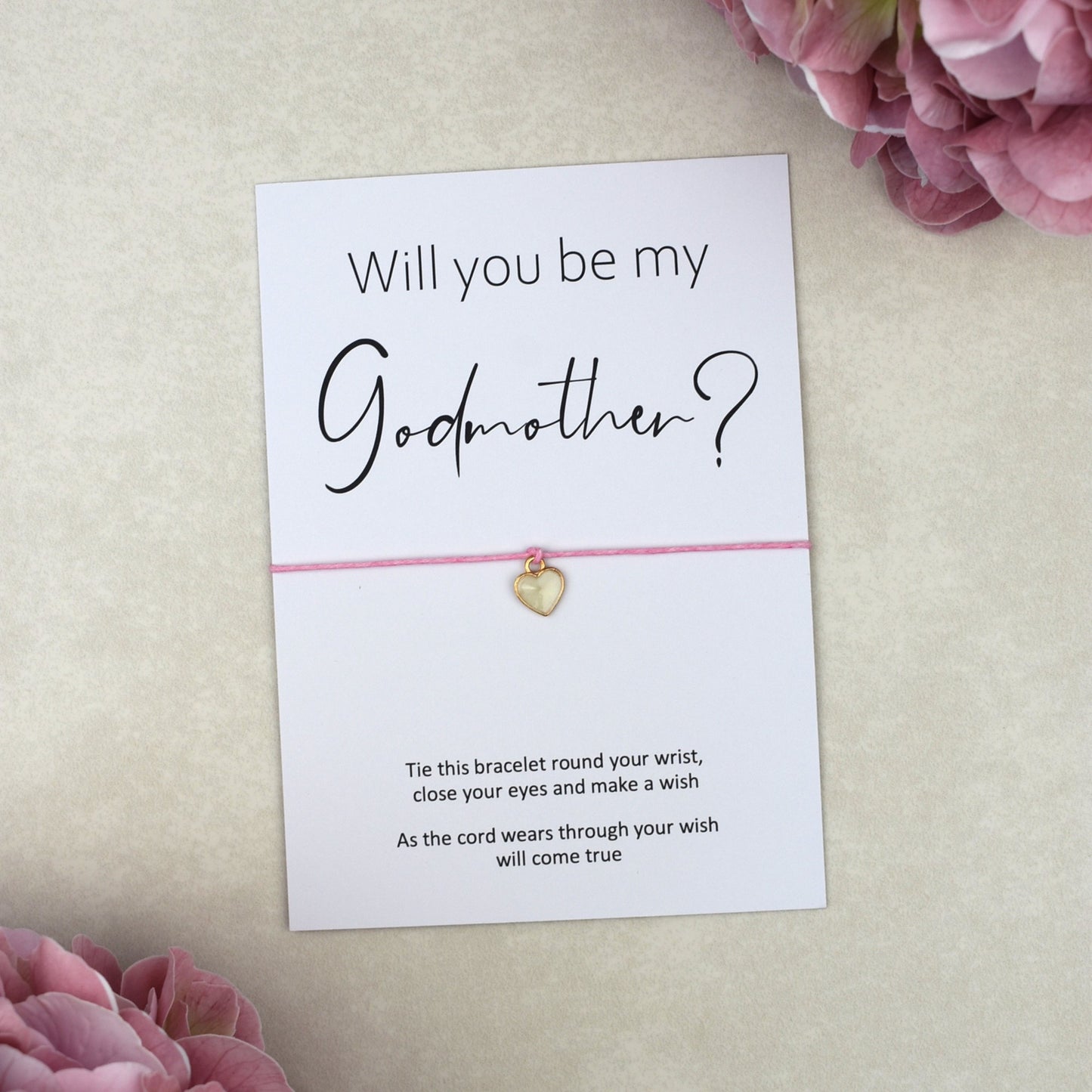 CLEARANCE - Will You Be My Godmother Wish Bracelet | Heart Charm