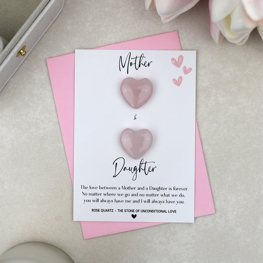 CLEARANCE - Mother and Daughter Rose Quartz Hearts