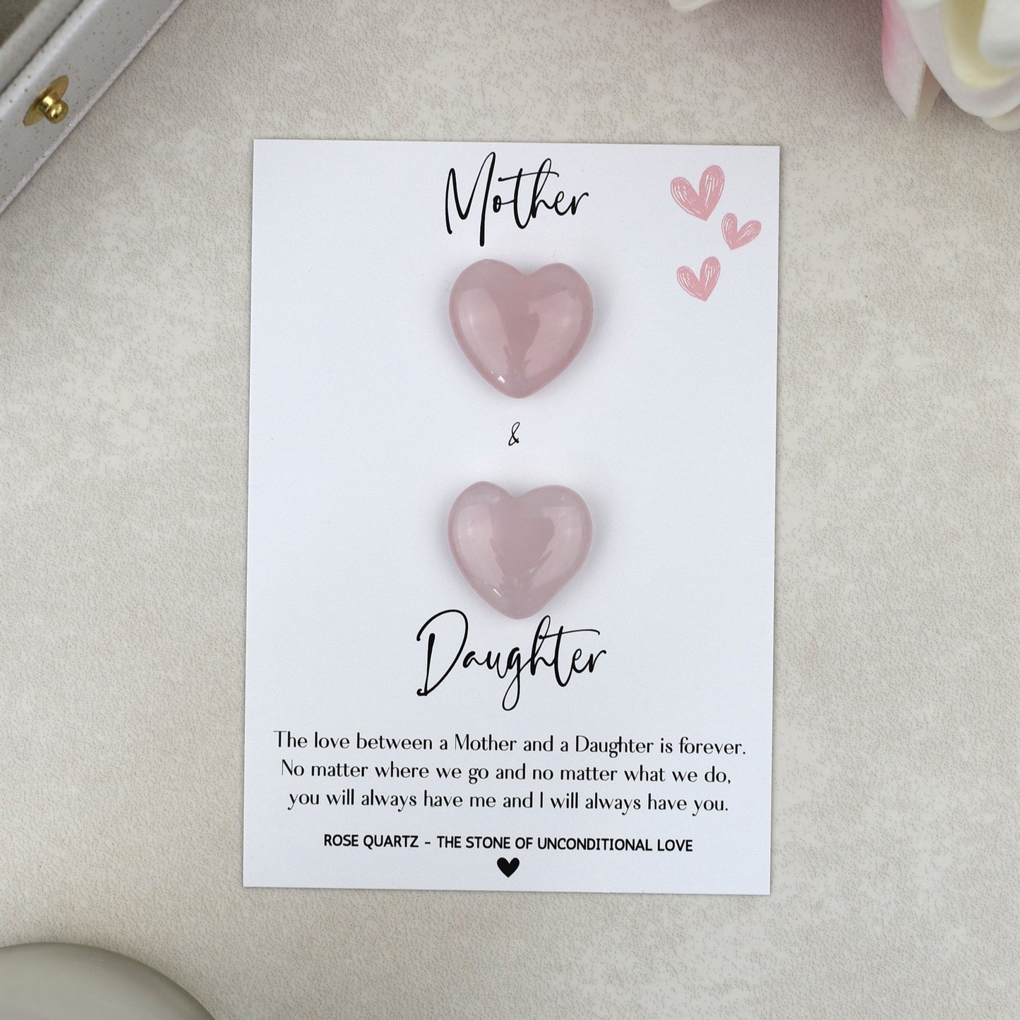 CLEARANCE - Mother and Daughter Rose Quartz Hearts