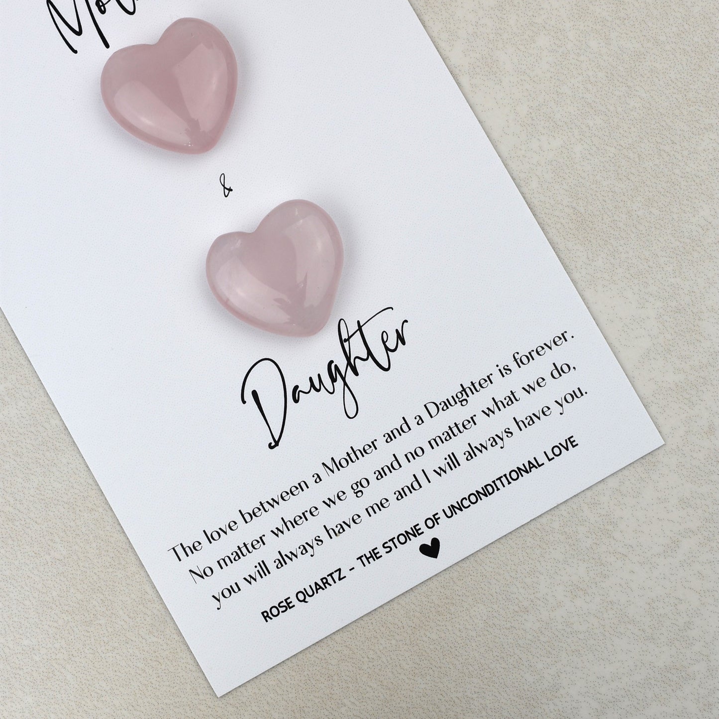 CLEARANCE - Mother and Daughter Rose Quartz Hearts