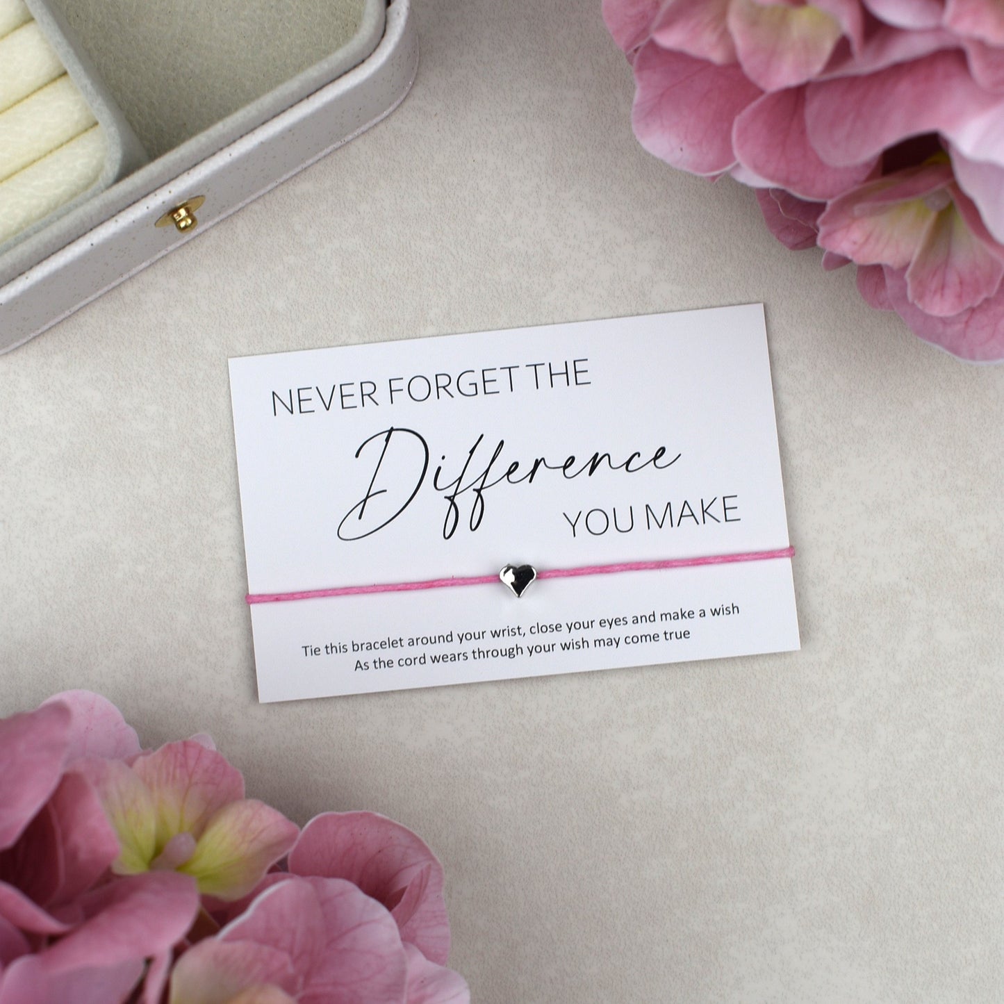 CLEARANCE - Never Forget The Difference You Make Wish Bracelet | Heart Charm