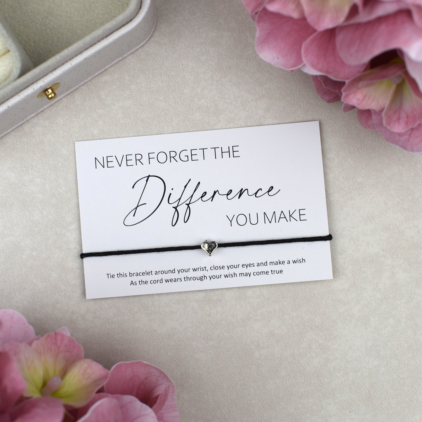 CLEARANCE - Never Forget The Difference You Make Wish Bracelet | Heart Charm
