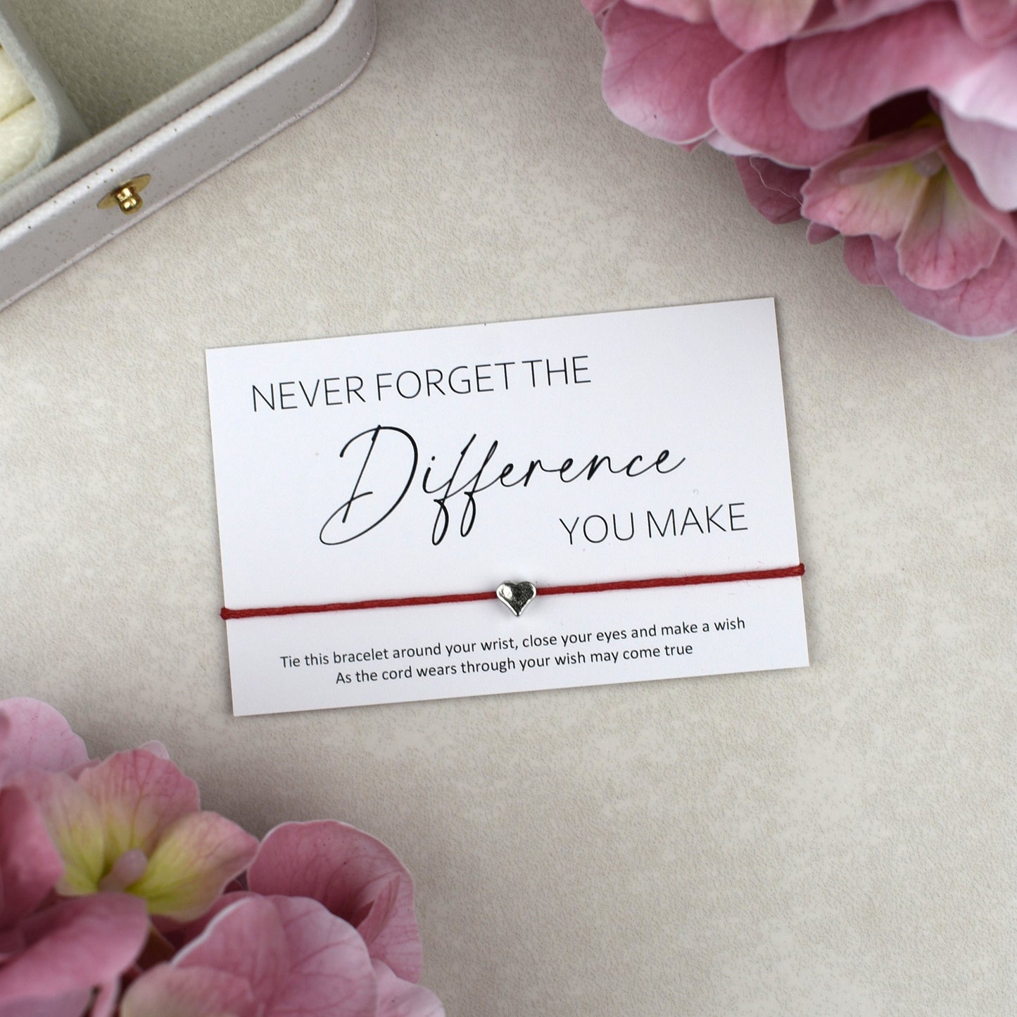 CLEARANCE - Never Forget The Difference You Make Wish Bracelet | Heart Charm