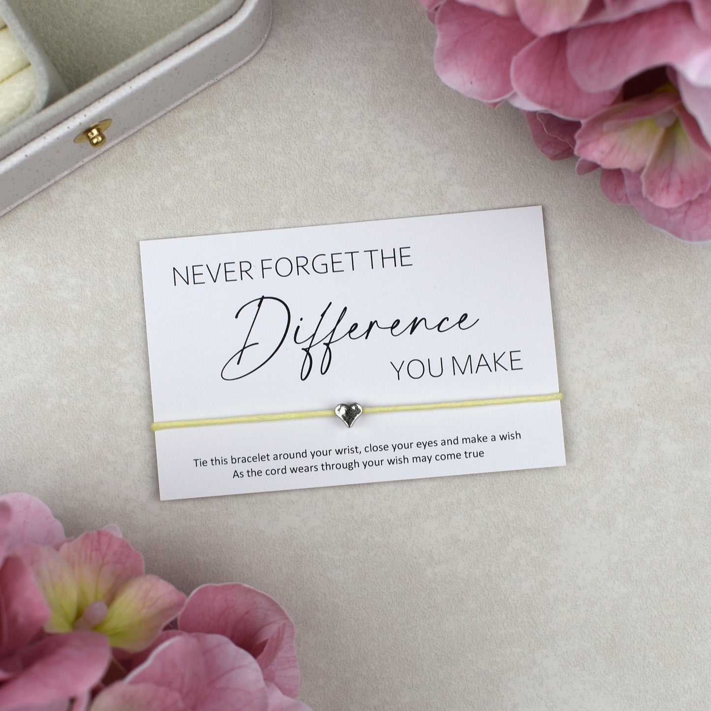 CLEARANCE - Never Forget The Difference You Make Wish Bracelet | Heart Charm