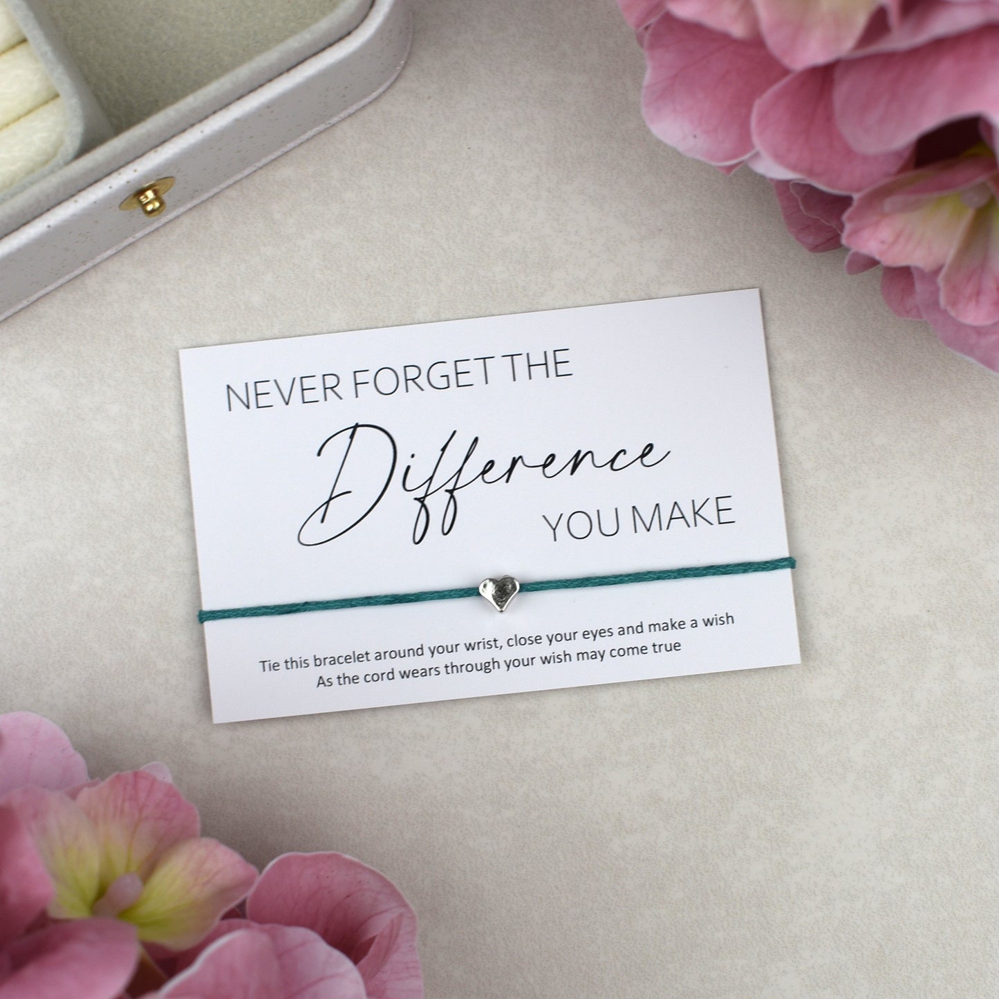 CLEARANCE - Never Forget The Difference You Make Wish Bracelet | Heart Charm