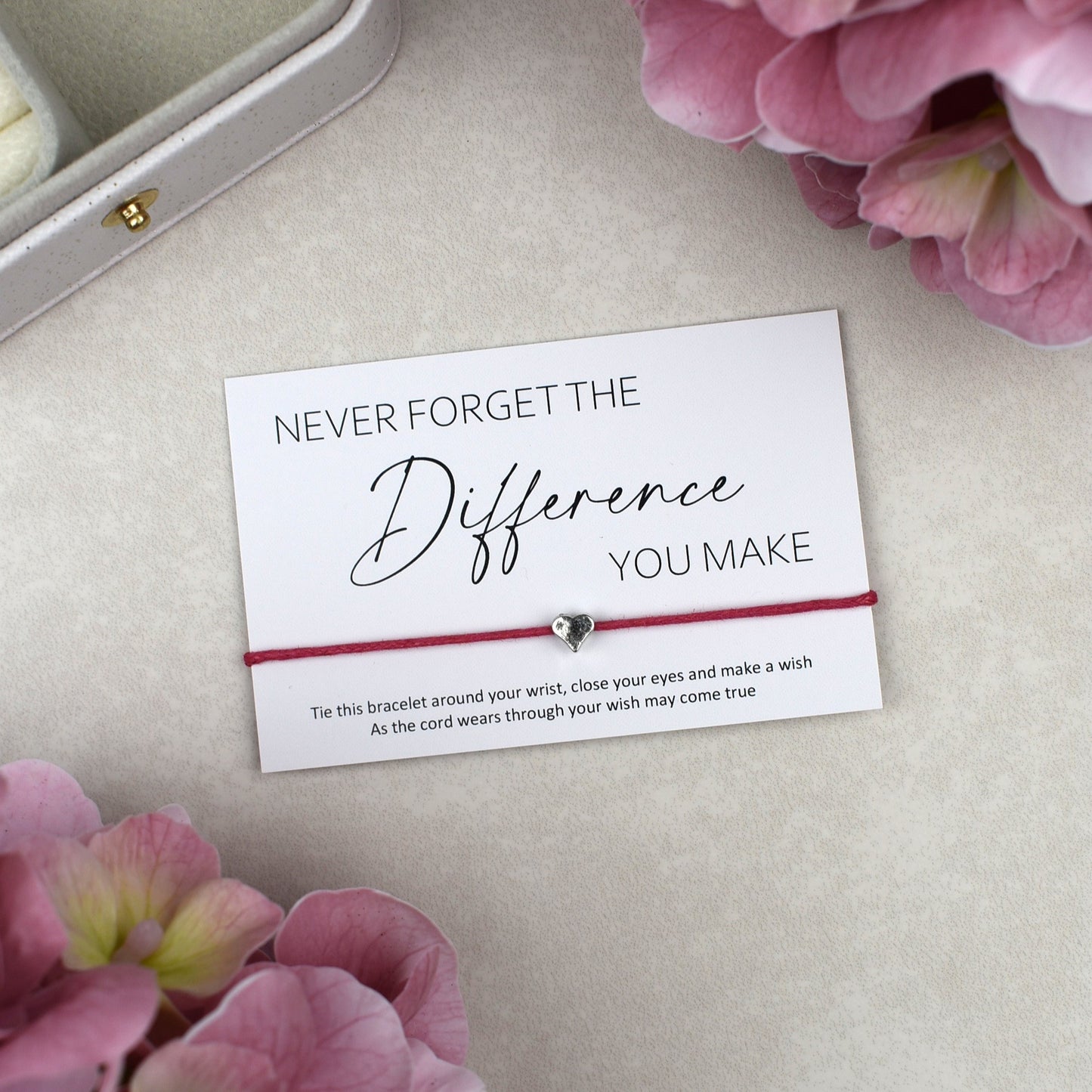 CLEARANCE - Never Forget The Difference You Make Wish Bracelet | Heart Charm