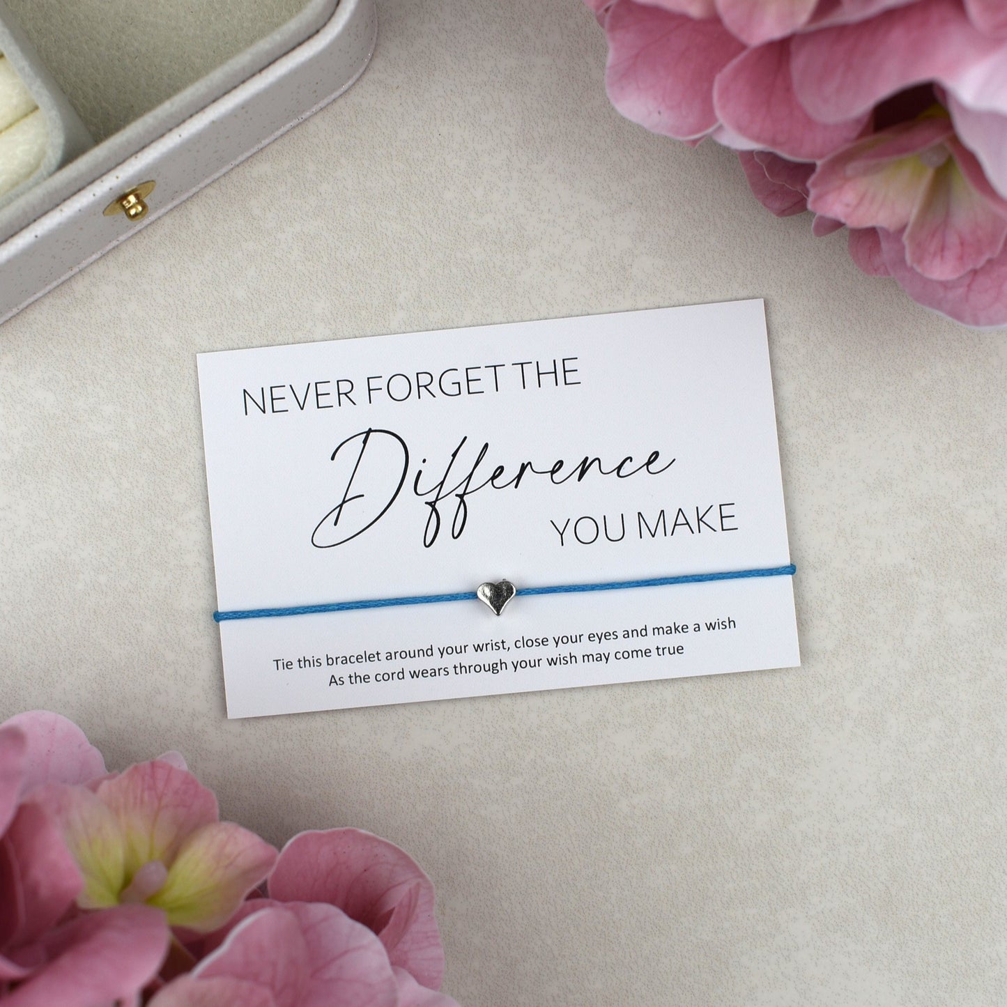 CLEARANCE - Never Forget The Difference You Make Wish Bracelet | Heart Charm