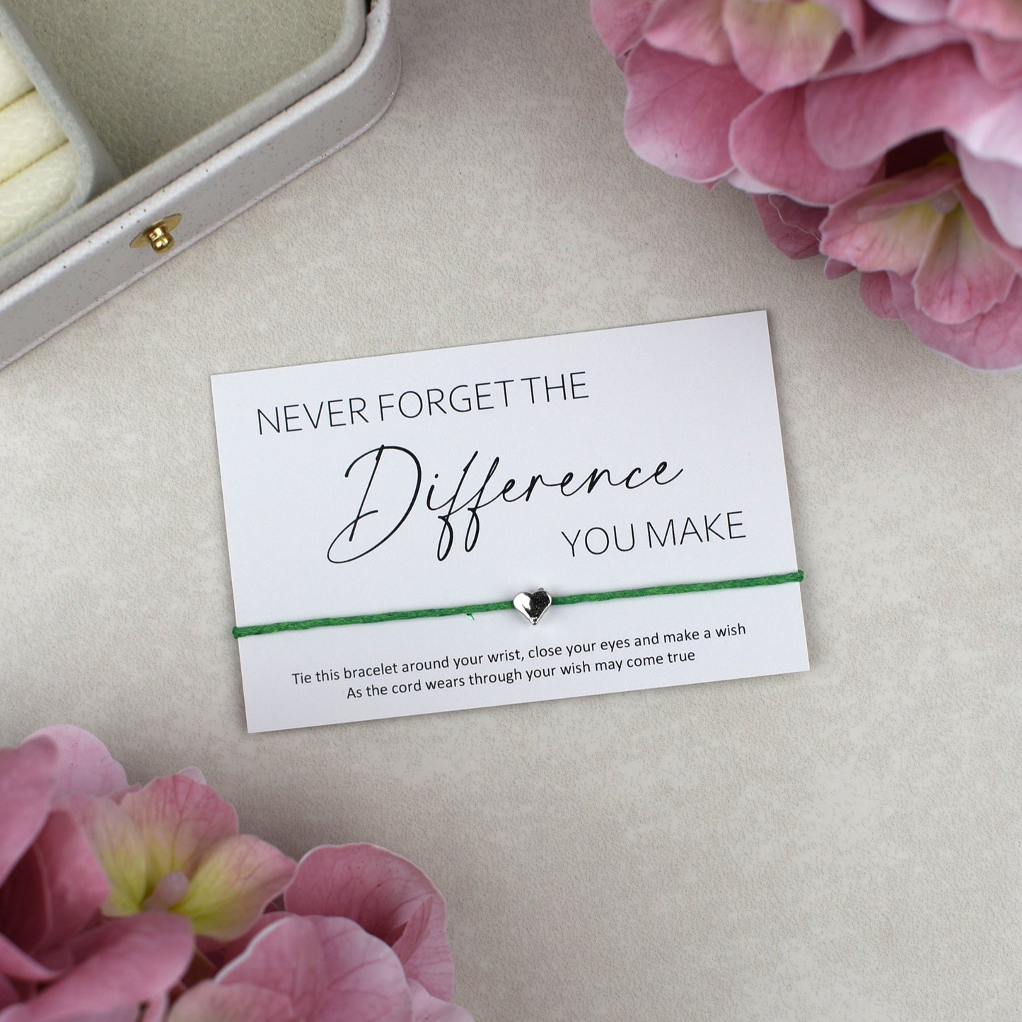 CLEARANCE - Never Forget The Difference You Make Wish Bracelet | Heart Charm