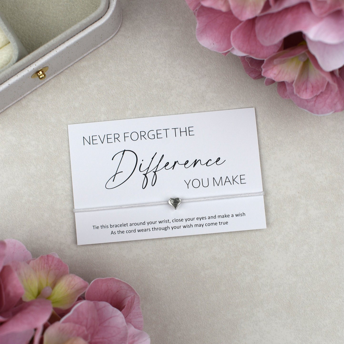 CLEARANCE - Never Forget The Difference You Make Wish Bracelet | Heart Charm