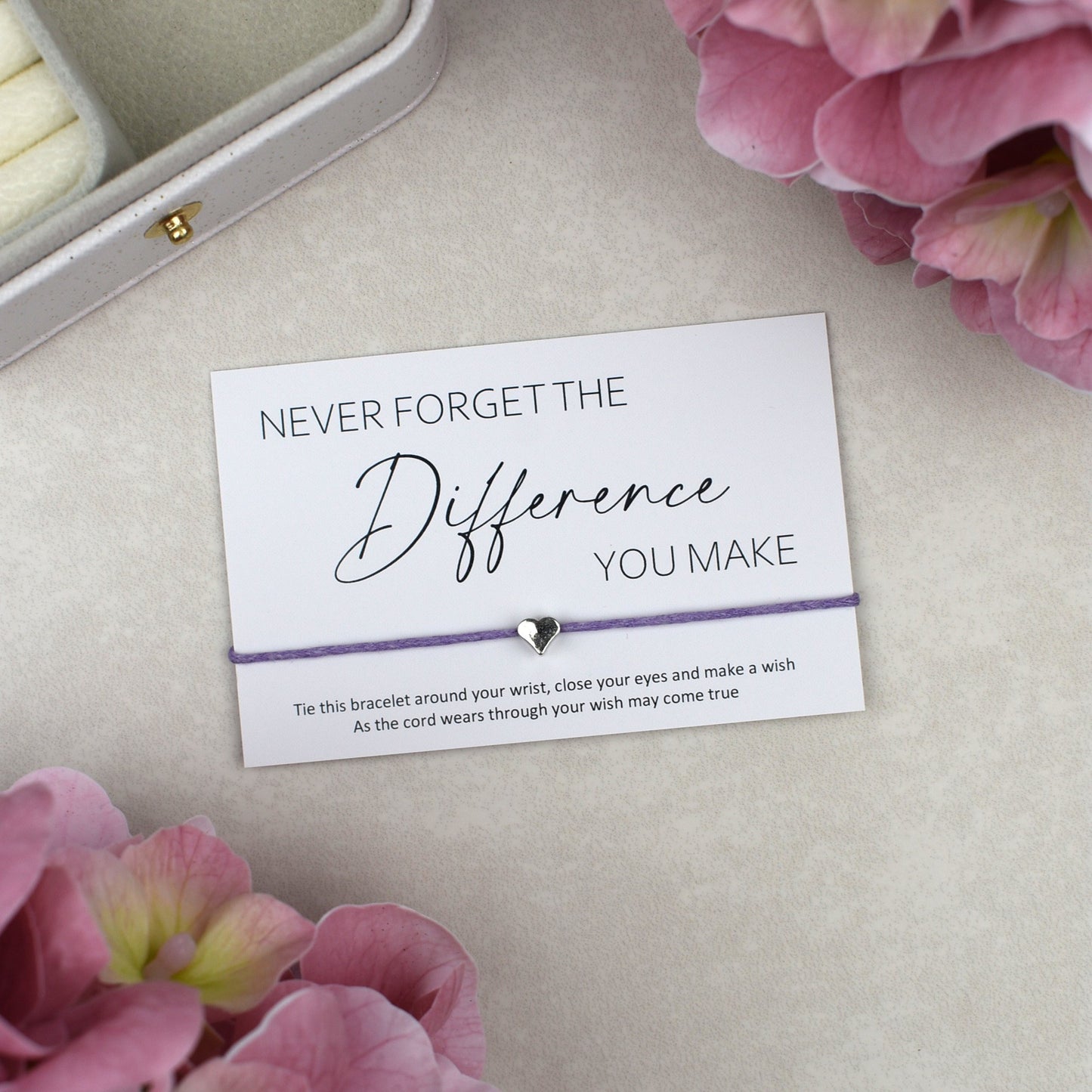 CLEARANCE - Never Forget The Difference You Make Wish Bracelet | Heart Charm