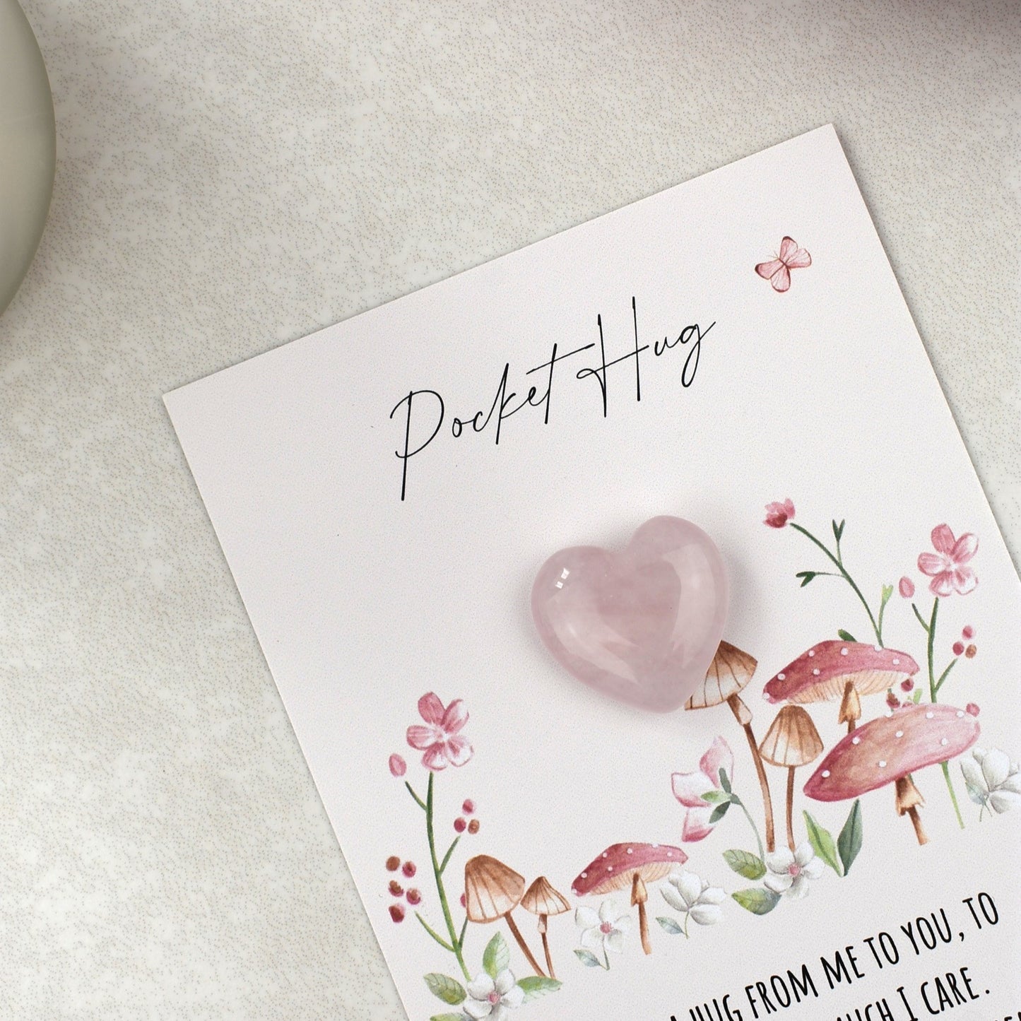 CLEARANCE - Rose Quartz Floral Pocket Hug