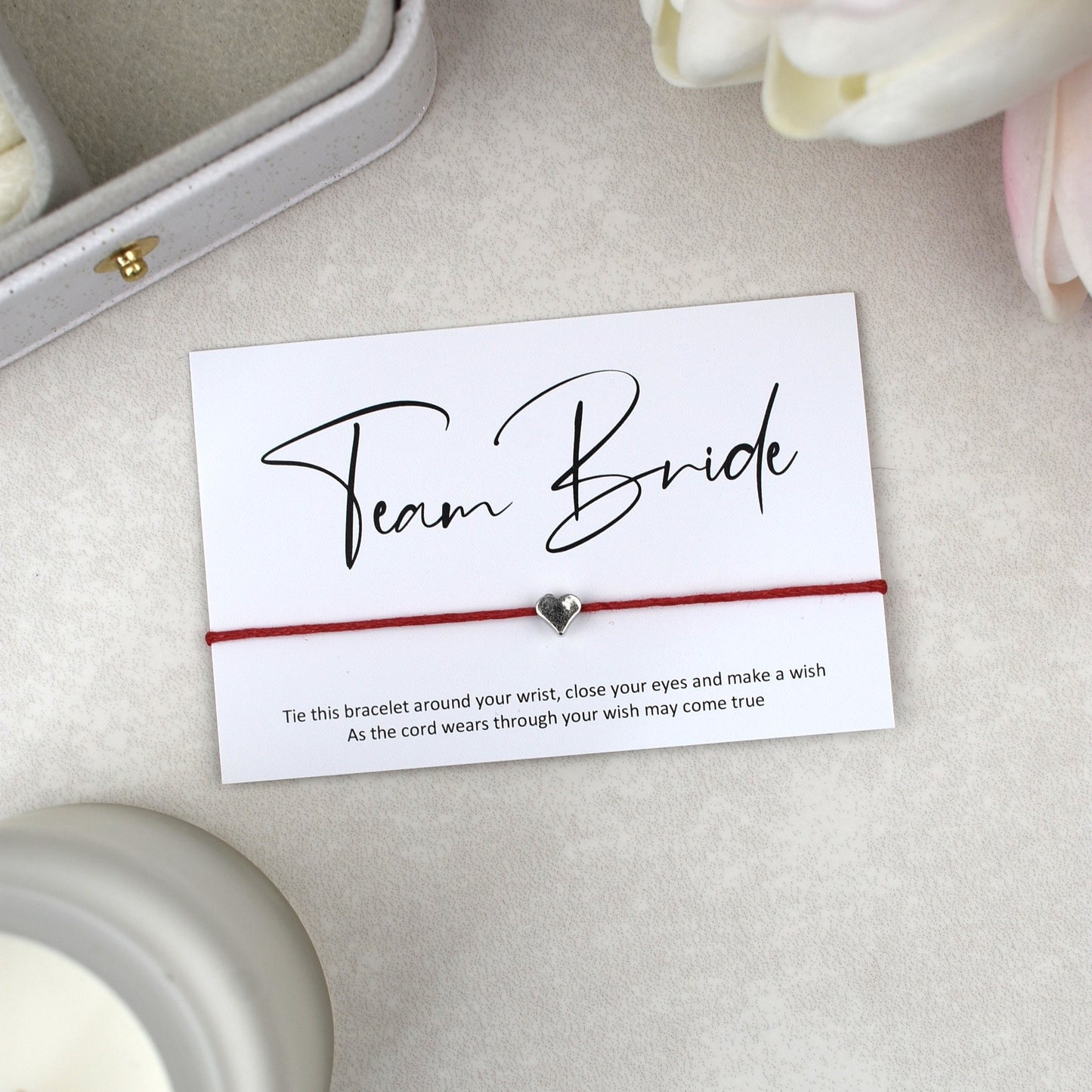 CLEARANCE - Team Bride Wish Bracelet | Heart Charm