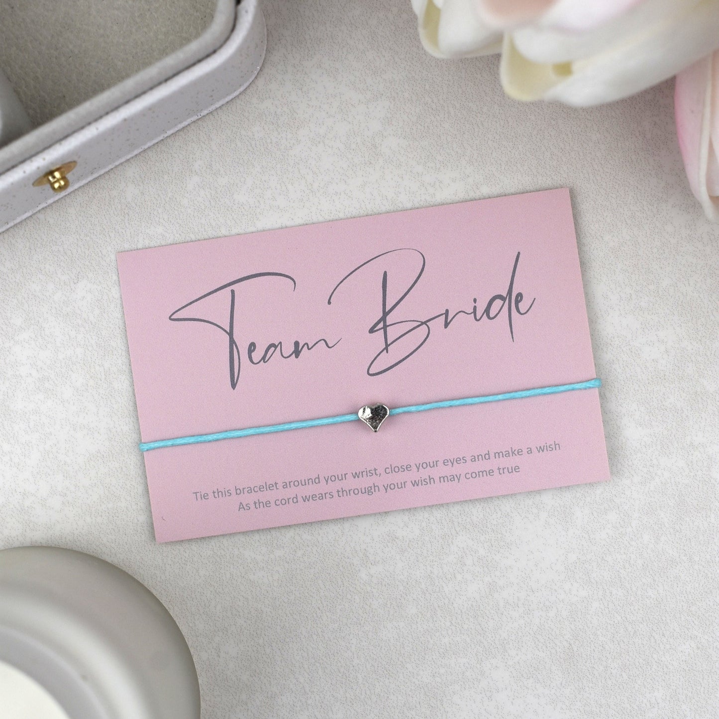 CLEARANCE - Team Bride Wish Bracelet | Pink | Heart Charm