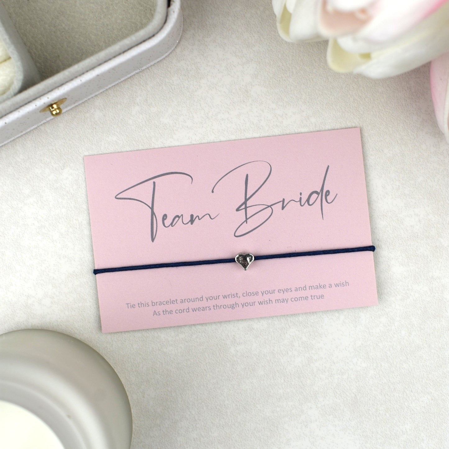CLEARANCE - Team Bride Wish Bracelet | Pink | Heart Charm