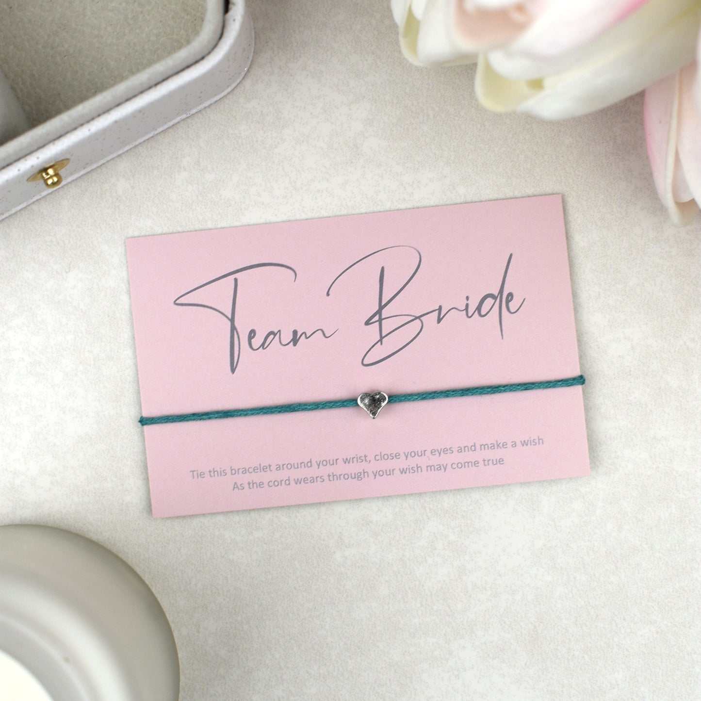 CLEARANCE - Team Bride Wish Bracelet | Pink | Heart Charm
