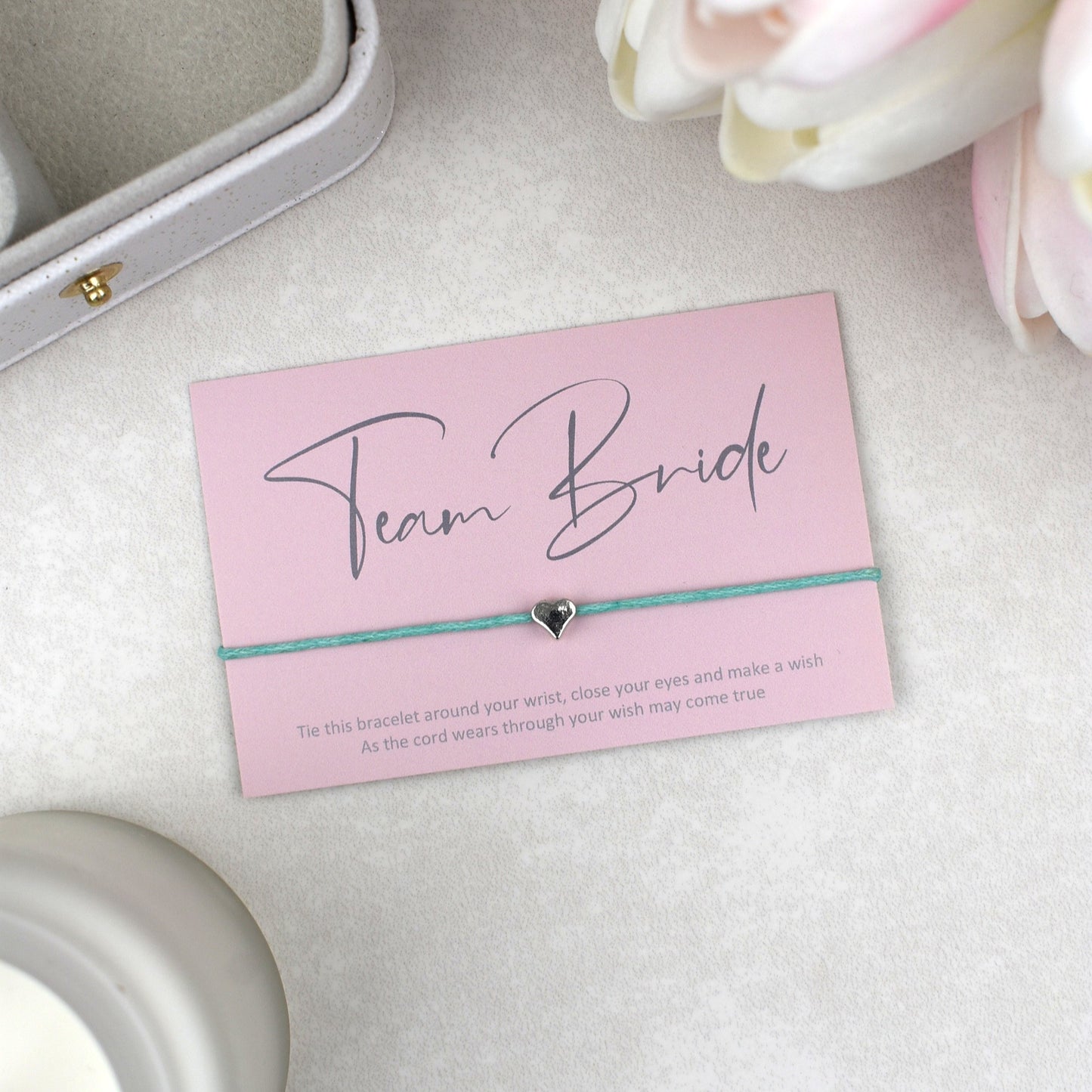 CLEARANCE - Team Bride Wish Bracelet | Pink | Heart Charm