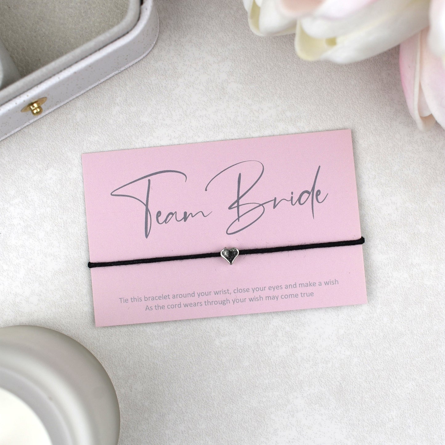 CLEARANCE - Team Bride Wish Bracelet | Pink | Heart Charm