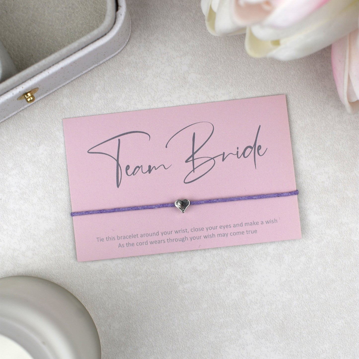 CLEARANCE - Team Bride Wish Bracelet | Pink | Heart Charm