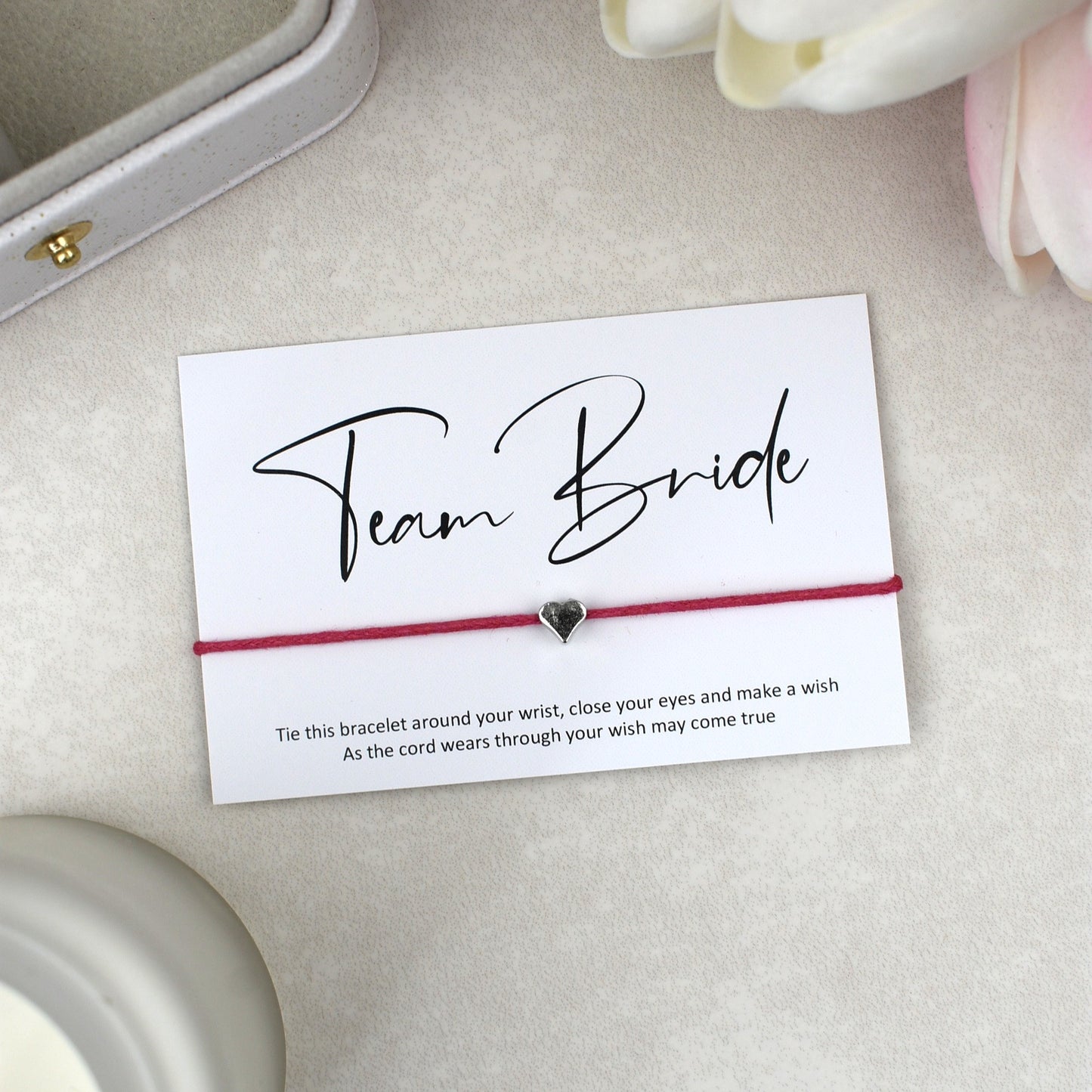 CLEARANCE - Team Bride Wish Bracelet | Heart Charm